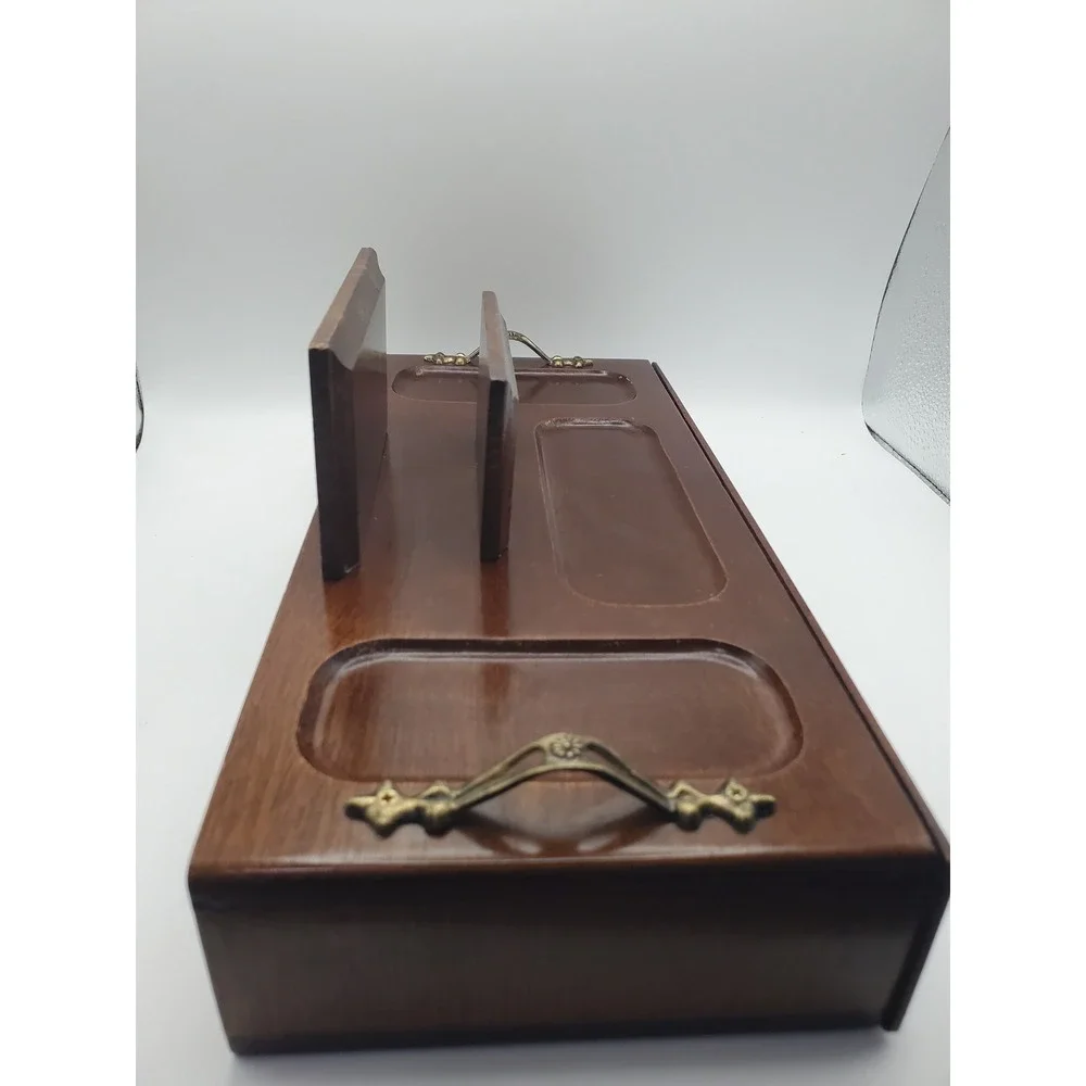 Vintage London Leather Men's Wooden Dresser Valet Box